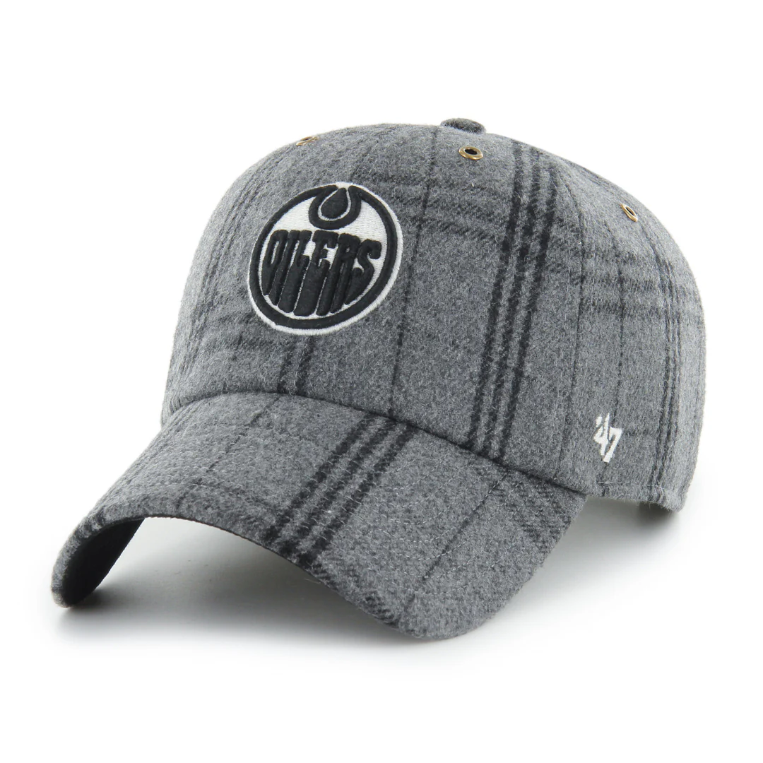 '47 Brand Men's NHL Edmonton Oilers Windowpane Plaid Clean-Up Wool Blend Hat