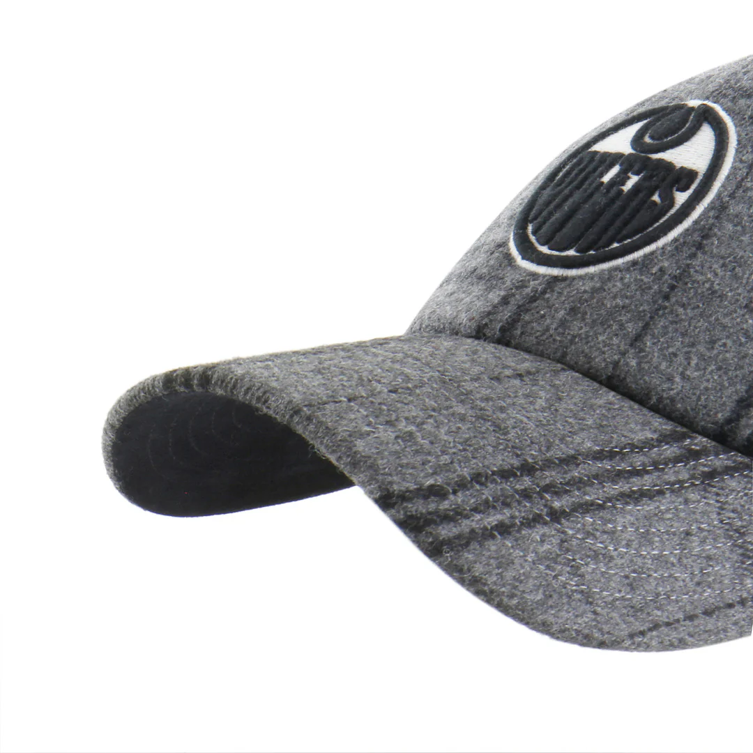 '47 Brand Men's NHL Edmonton Oilers Windowpane Plaid Clean-Up Wool Blend Hat - Image 2