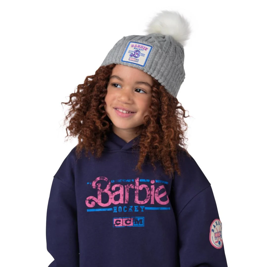 CCM Junior Barbie Pom Knit Toque Athletic Grey