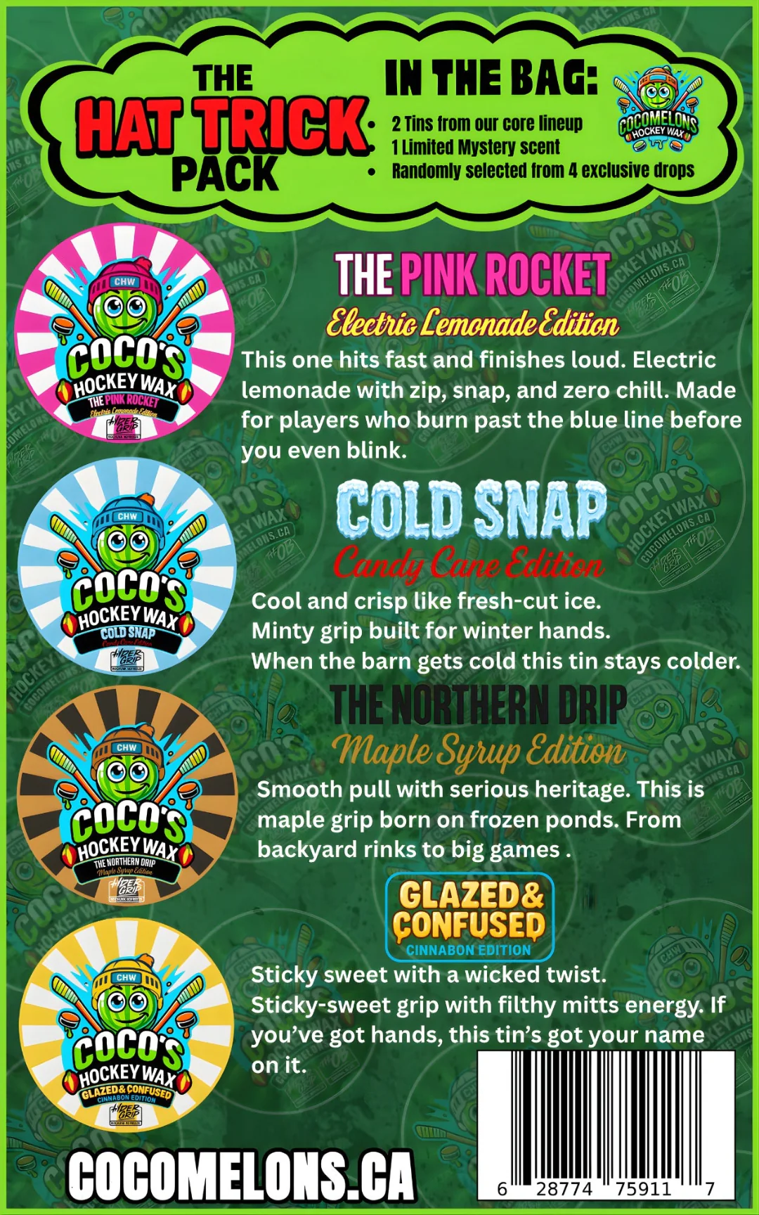 Cocomelons Hat Trick Hockey Stick Wax Mystery 3-Pack - Image 2
