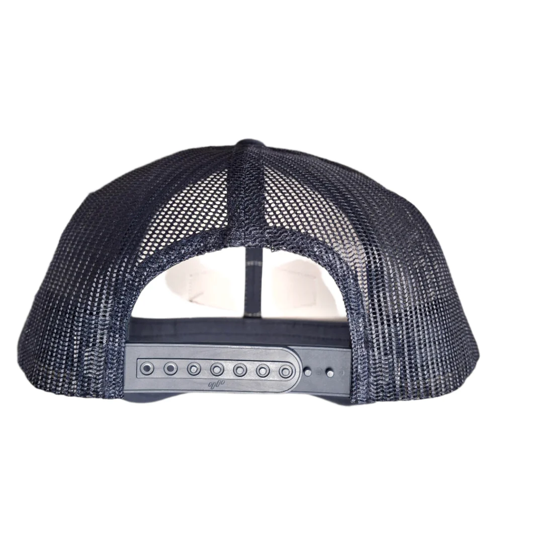 Edmonton Riverhawks Men's Leather Patch Trucker Hat - Image 3