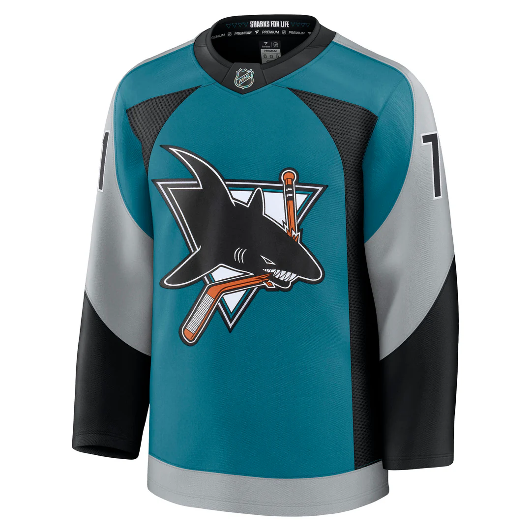 Fanatics Men's NHL San Jose Sharks Macklin Celebrini Premium Alternate Jersey - Image 2