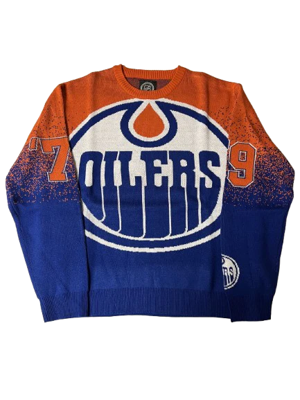 FOCO NHL Edmonton Oilers Big Logo Gradient  Christmas Sweater