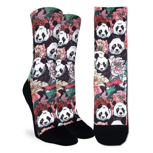 Good Luck Sock Women's Floral Pandas Socks - Shoe Size 5-9