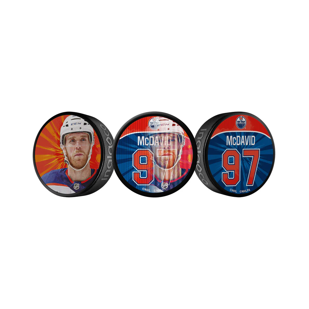 Inglasco NHL Edmonton Oilers Connor McDavid Lenticular Puck - Image 2