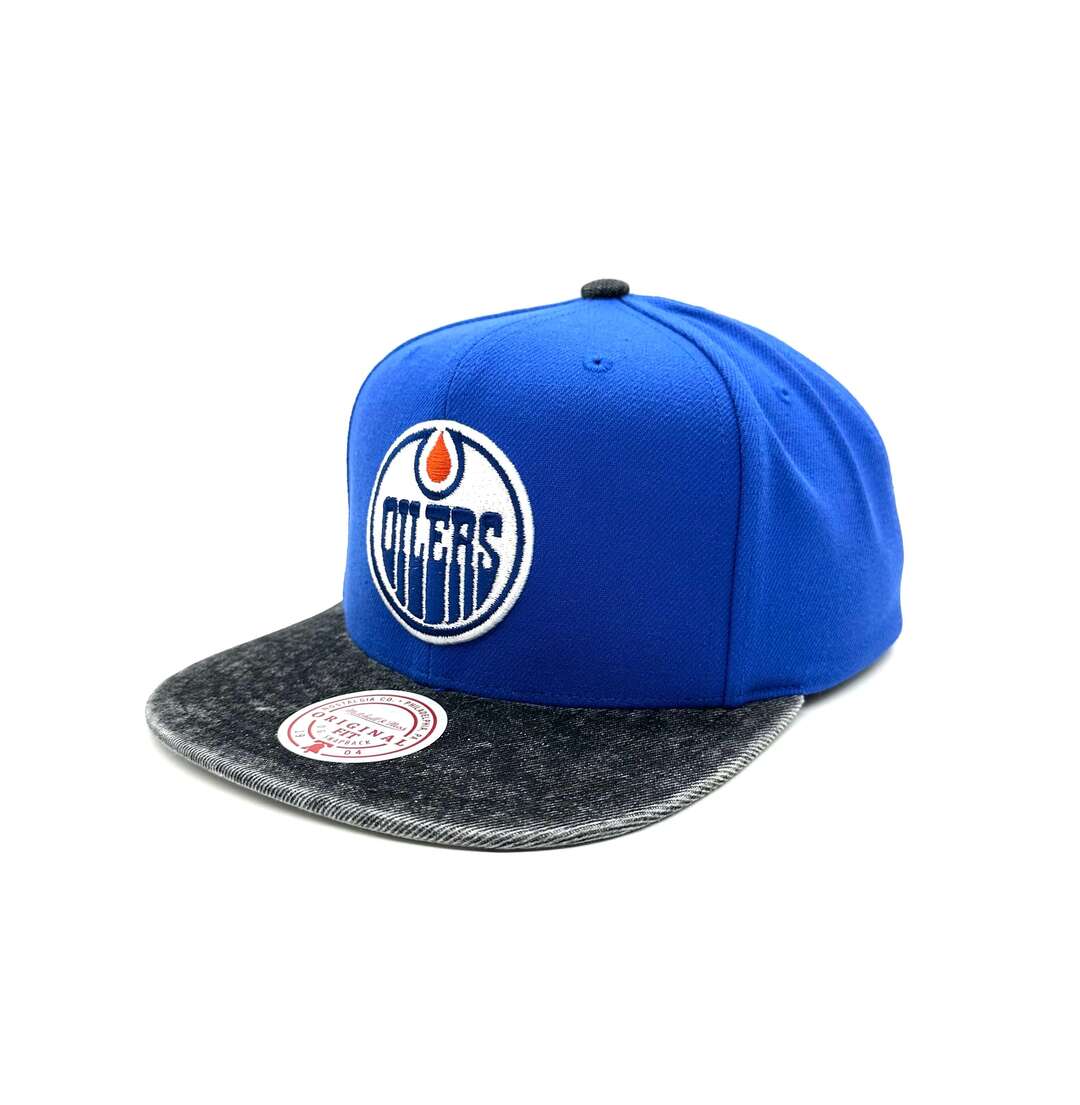 Mitchell & Ness Men's NHL Edmonton Oilers Denim Patchwork Flatbrim Snapback Hat