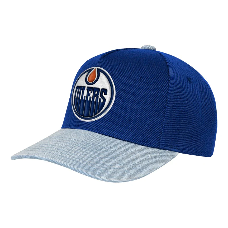 Mitchell & Ness Youth Edmonton Oilers Denim Snapback Hat