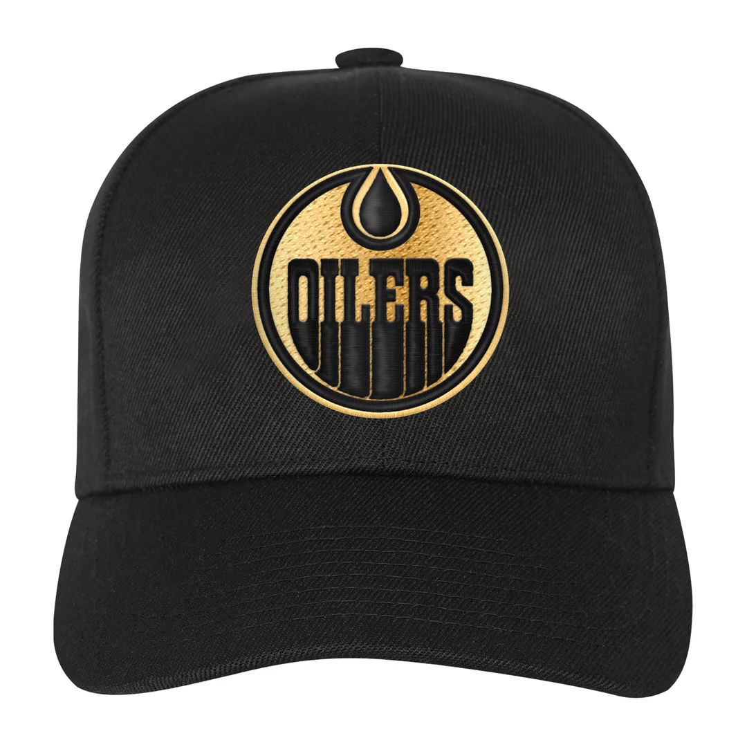 Mitchell & Ness Youth NHL Edmonton Oilers Pre-Curved Pinned Gold Hat - Image 2