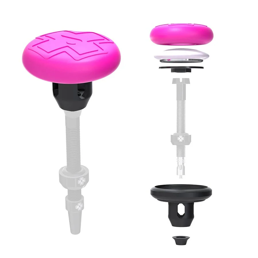 Muc-Off Tubeless (Black/Pink) Tag Holder and 44mm Valve Kit