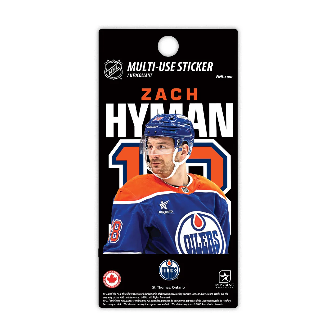 Mustang NHL Edmonton Oilers Zach Hyman Multi-Use Sticker 3"x5"