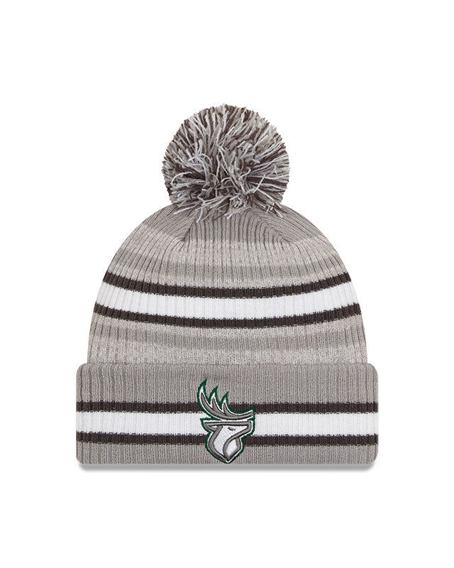 New Era Men's CFL Edmonton Elks Sideline '23 Cuffed Pom Knit Grey