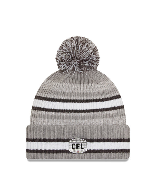 New Era Men's CFL Edmonton Elks Sideline '23 Cuffed Pom Knit Grey - Image 2