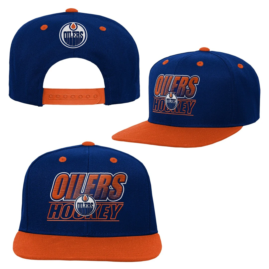 NHL Branded Child Edmonton Oilers Deadstock BF FB SB Hat Blue - Image 4