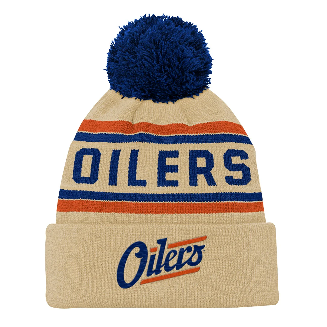 NHL Branded Youth Edmonton Oilers Alternate Cuffed Pom Knit Toque