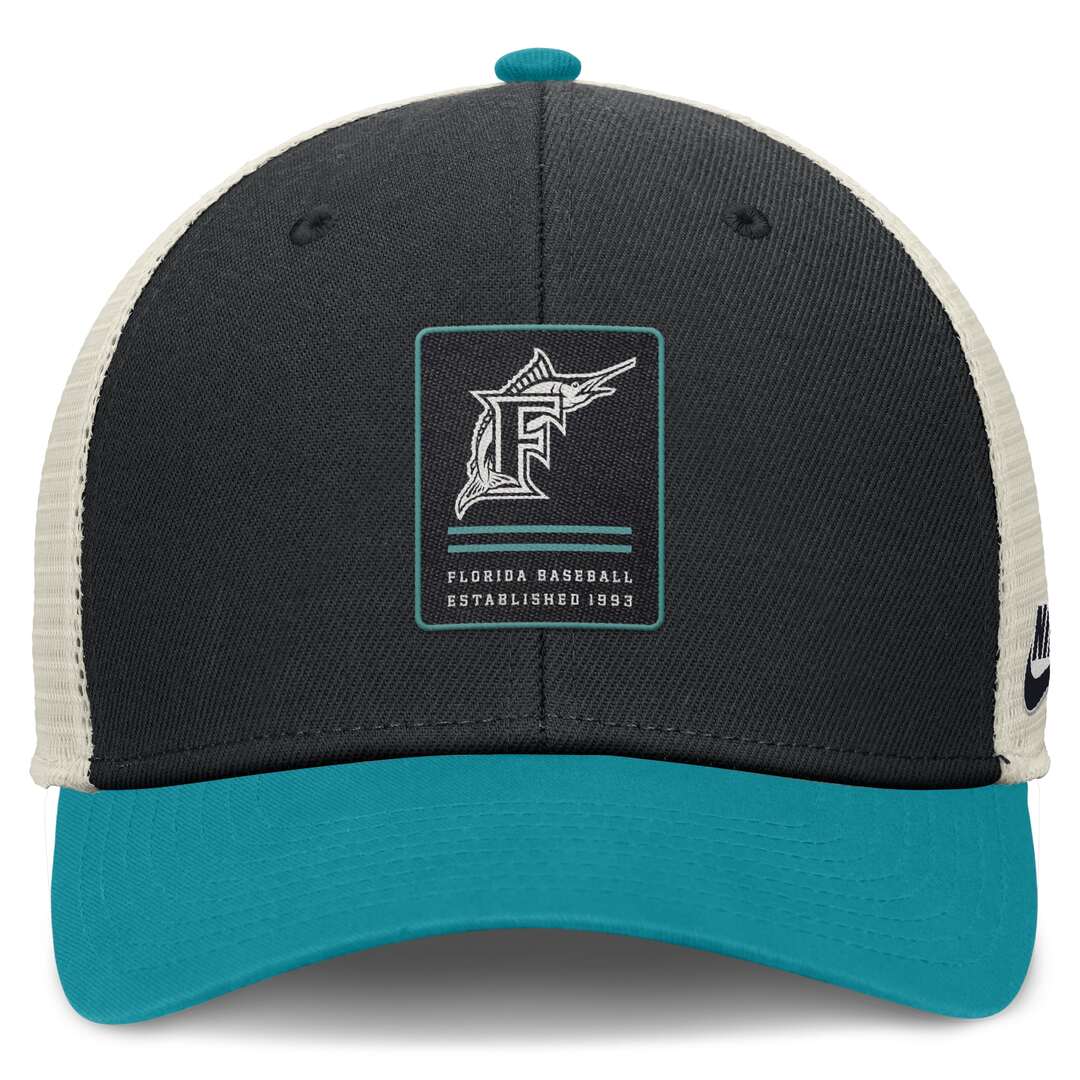 Nike Men's MLB Miami Marlins Rise ST Adj Coop Trucker Cap - Image 4