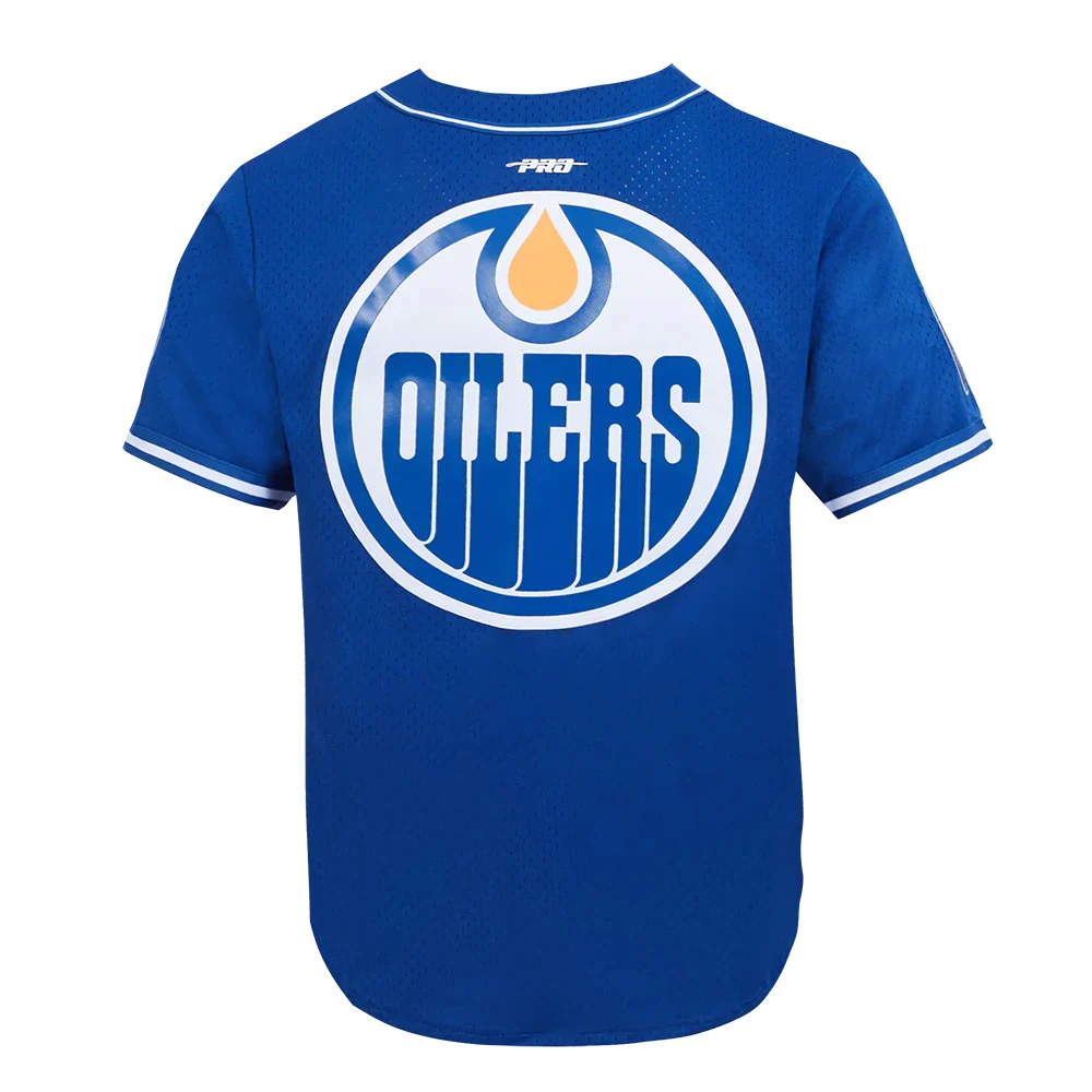 Pro Standard Men's NHL Edmonton Oilers Mesh Baseball Jersey - Image 3