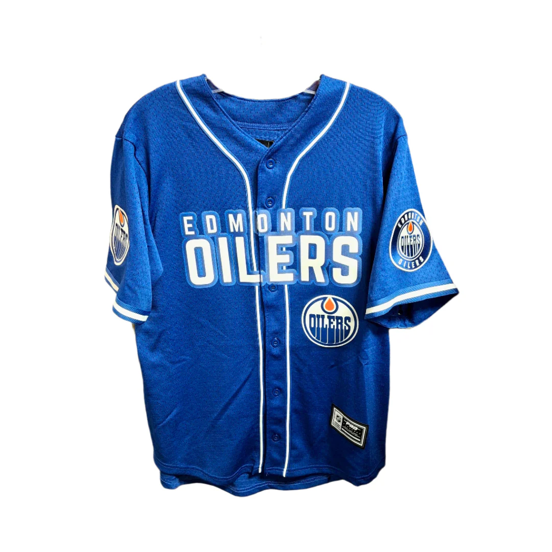 Pro Standard Men's NHL Edmonton Oilers Mesh Baseball Jersey - Image 7