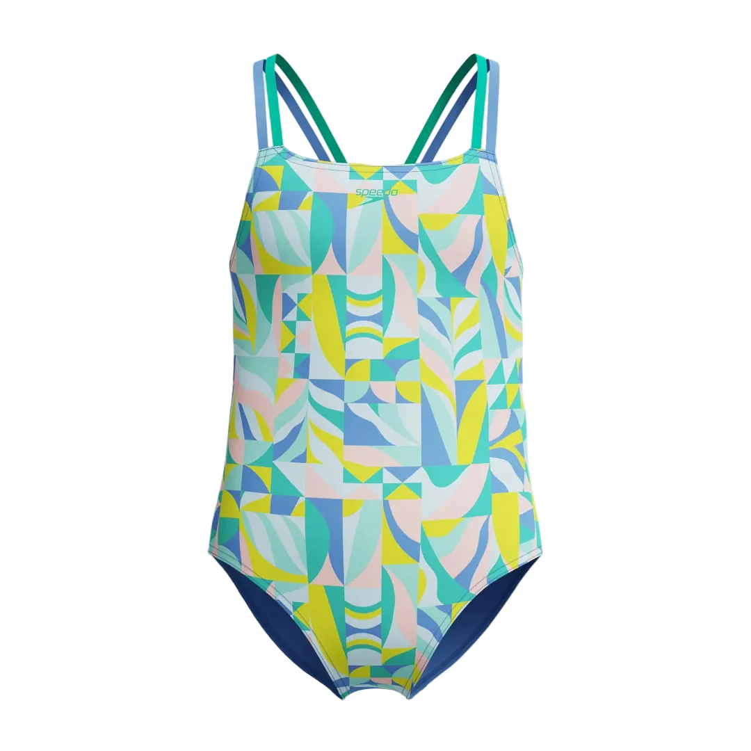 Speedo Girls Print Strappy One Piece Swimsuit